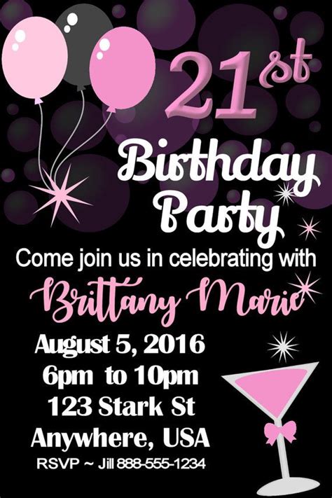 21st Birthday Invitations Template Free